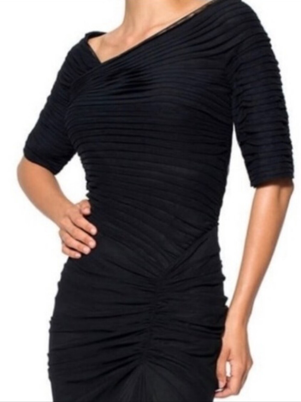 Tadashi Shoji Black Ruched Maxi Dress